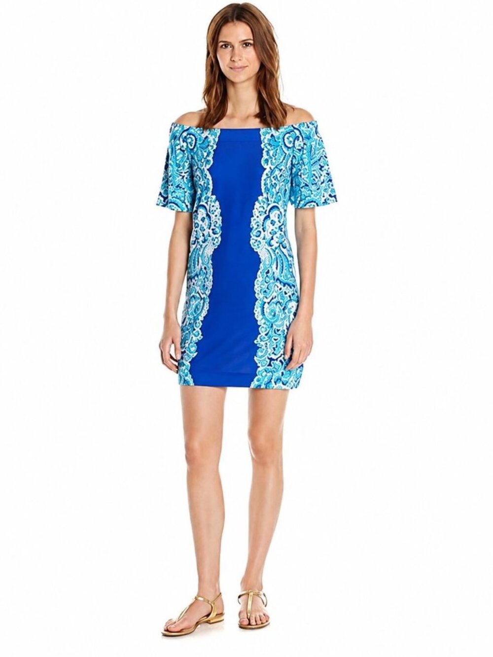 Lilly Pulitzer Blue & White Tiana Floral Off Shoulder Dress XL